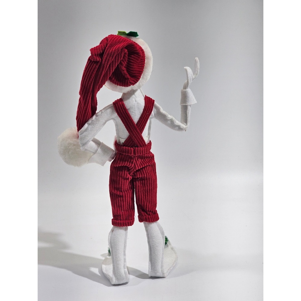 Annalee Christmas Elf Doll 2009 Red Corduroy Overalls Holly Berry Posable 14in - Picture 4 of 7